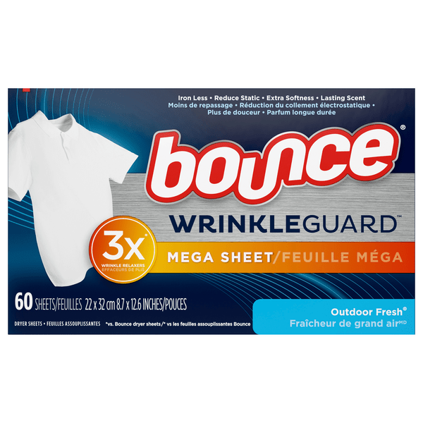 Save on Bounce WrinkleGuard Mega Dryer Sheets Outdoor Fresh Order