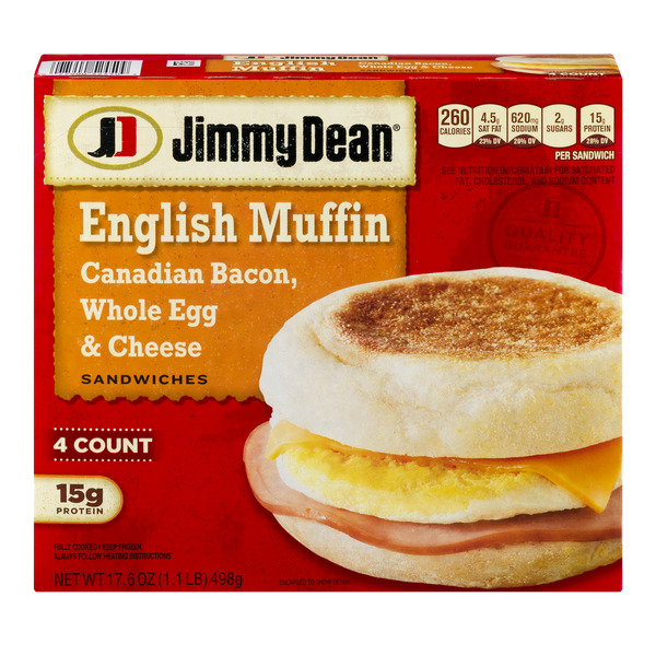 Save on Jimmy Dean English Muffin Sandwiches Canadian Bacon, Egg