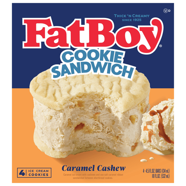 Save on FatBoy Ice Cream Cookie Sandwich Caramel Cashew 4 ct Order