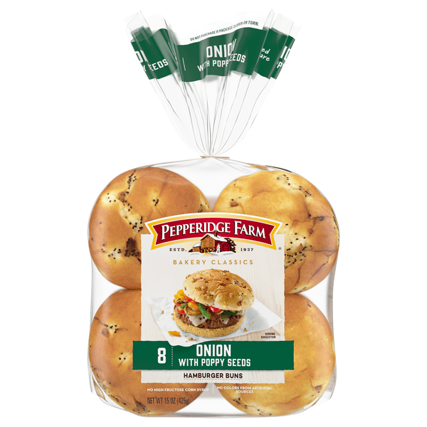 Save on Pepperidge Farm Bakery Classics Onion Hamburger Buns w/Poppy