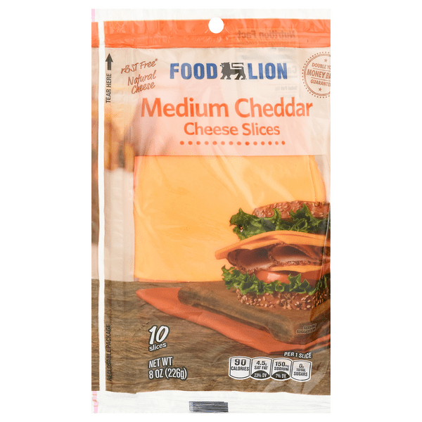 Save on Food Lion Cheddar Cheese Medium Slices 10 ct Order Online