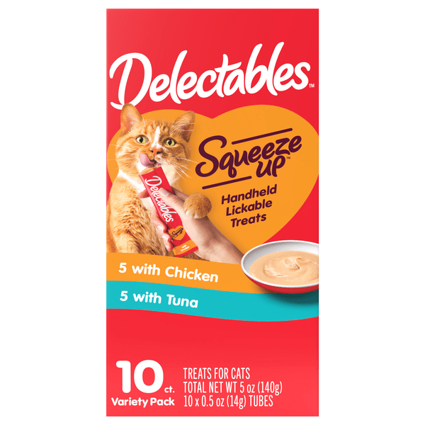 Save on Delectables Squeeze Up Cat Treat Variety Pack 10 ct Order