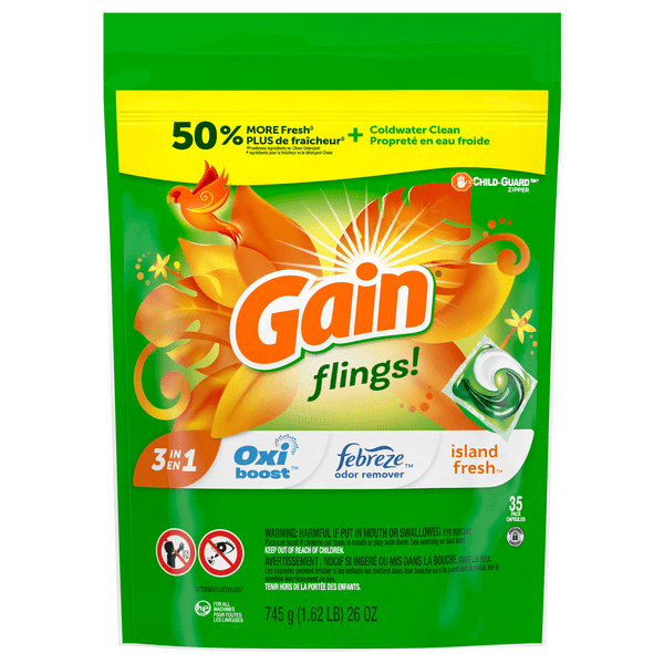 Save on Gain Flings! 3in1 Laundry Detergent Pacs Island Fresh Order
