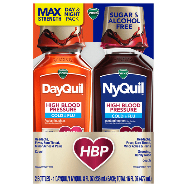 Save on Vicks NyQuil & DayQuil High Blood Pressure Cold & Flu Combo Liquid Order Online Delivery