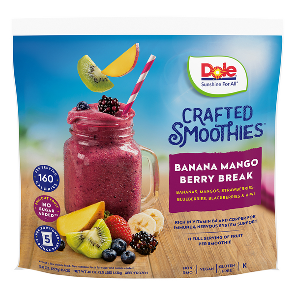 Save on Dole Crafted Smoothie Blends Banana Mango Berry 5 ct Order