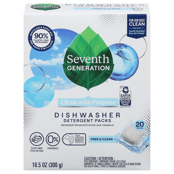 Seventh Generation Dishwasher Detergent Packs Free & Clear 45 Count at