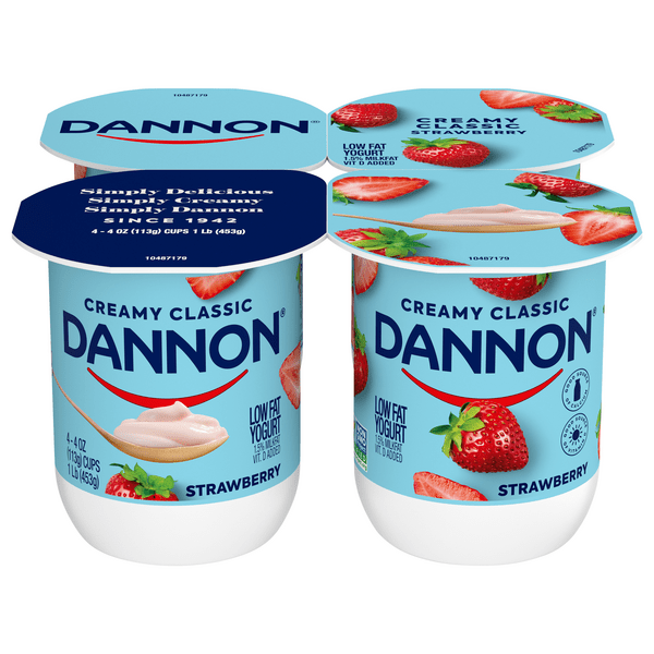 Save on Dannon Creamy Classic Low Fat Strawberry Yogurt Cup 4 ct