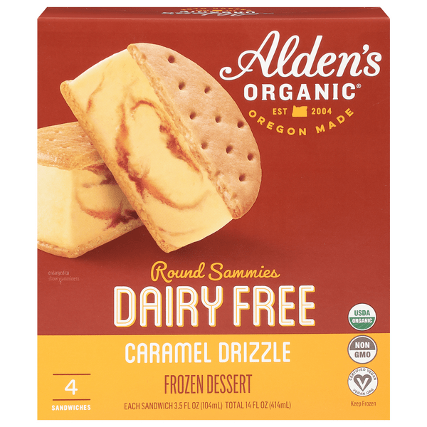 Save on Alden's Organic Round Sammie Dairy Free Frozen Dessert Caramel