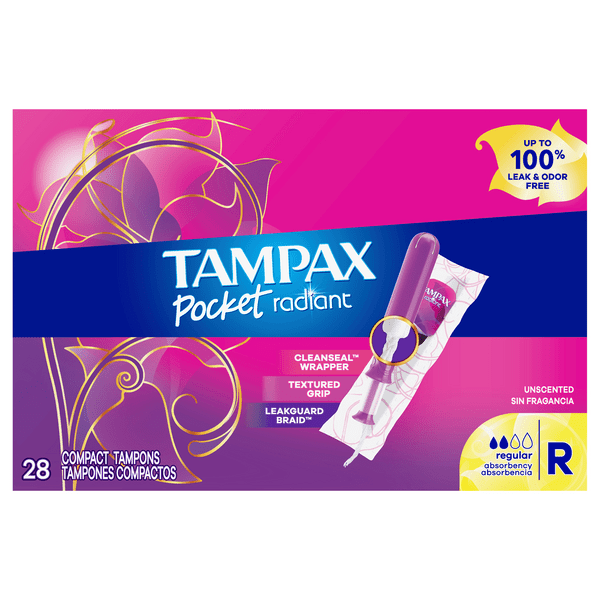 Save on Tampax Pocket Radiant Tampon Regular Unscented Order Online