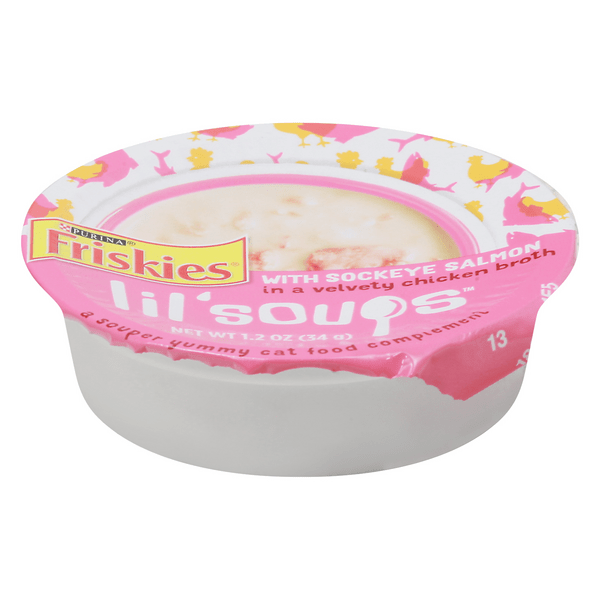 Save on Purina Friskies Lil' Soups Cat Food Complement with Sockeye