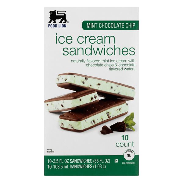 Save on Food Lion Ice Cream Sandwiches Mint Chocolate Chip 10 ct
