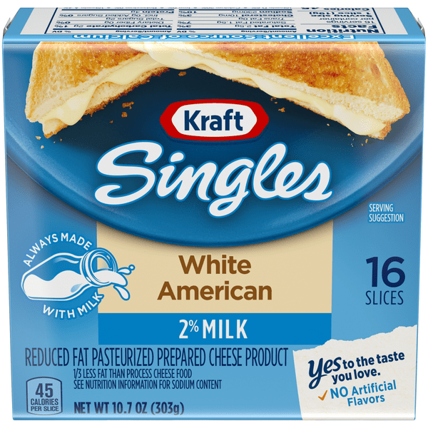 Save on Kraft Singles 2 Milk Reduced Fat White American Cheese 16 ct