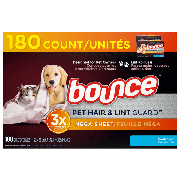 Save on Bounce Pet Hair & Lint Guard Mega Dryer Sheets Fresh Scent