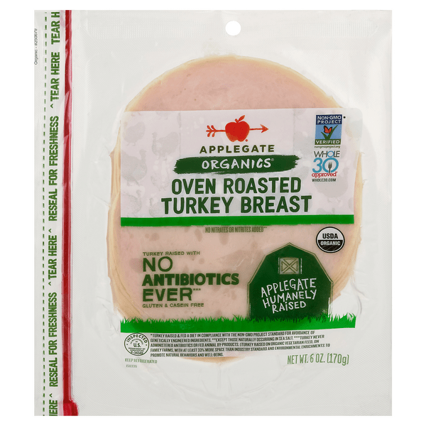 Save on Applegate Organics Antibiotic Free Oven Roasted Turkey Breast