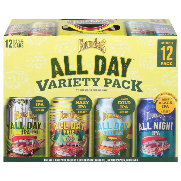Save on Founders All Day IPA Beer Variety Pack 12 pk Order Online