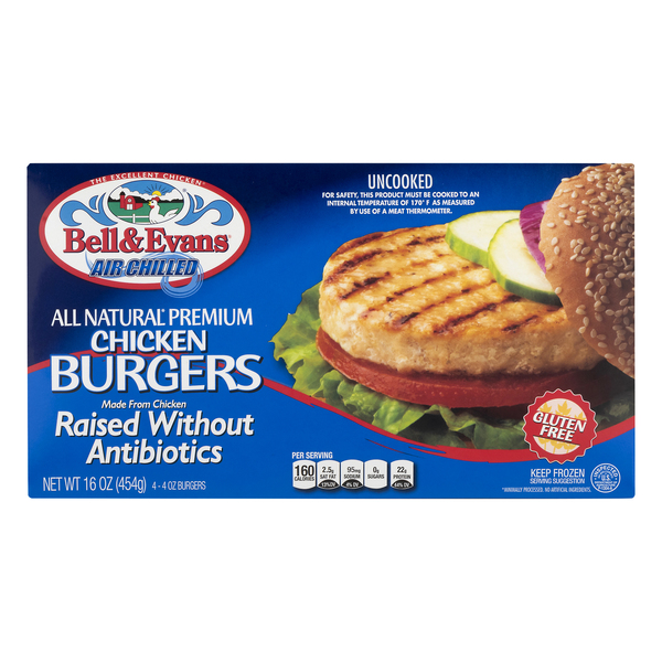Save on Bell & Evans Air Chilled Premium Chicken Burgers Gluten Free