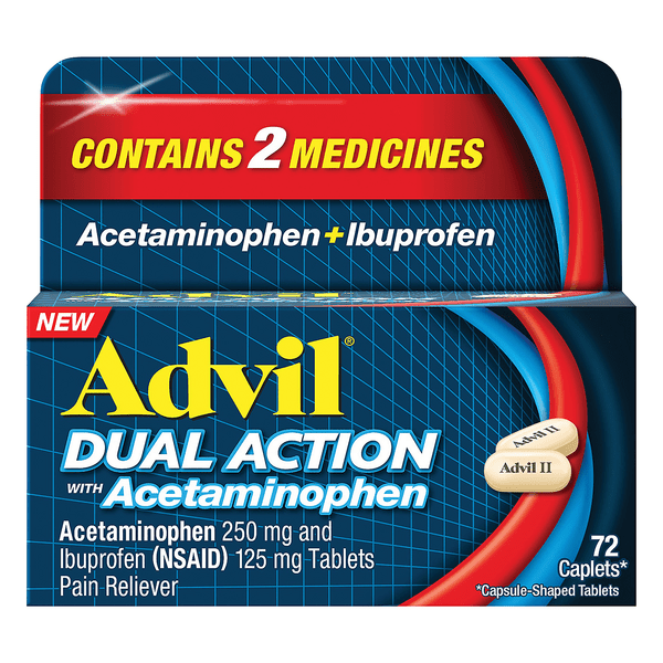 Save on Advil Dual Action with Acetaminophen Pain Reliever Tablets