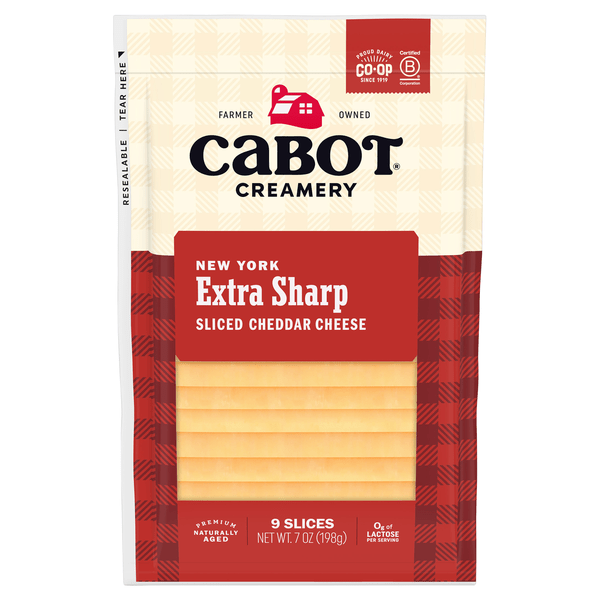 Save on Cabot Sliced New York Extra Sharp Cheddar Cheese 9 ct Order