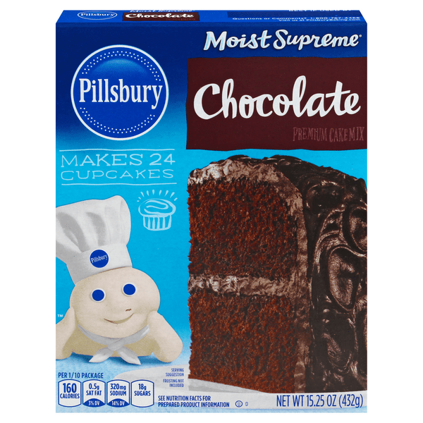 Save on Pillsbury Moist Supreme Chocolate Cake Mix Makes 24 Cupcakes