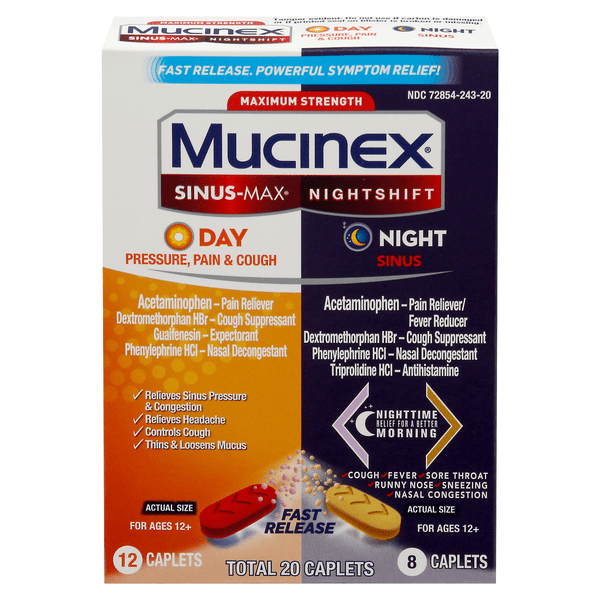 Save on Mucinex Maximum Strength SinusMax/Nightshift Caplets Order