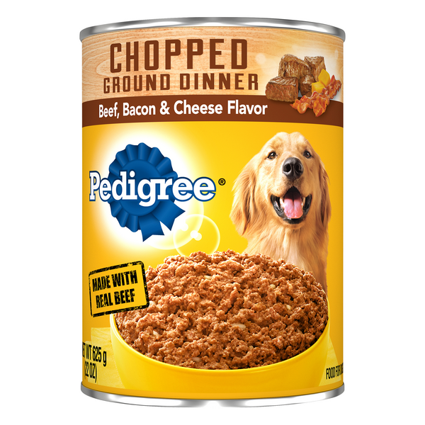 Save on Pedigree Chopped Ground Dinner Wet Dog Food Beef Bacon & Cheese