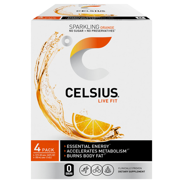 Save on Celsius Live Fit Sparkling Energy Drink Orange 4 pk Order