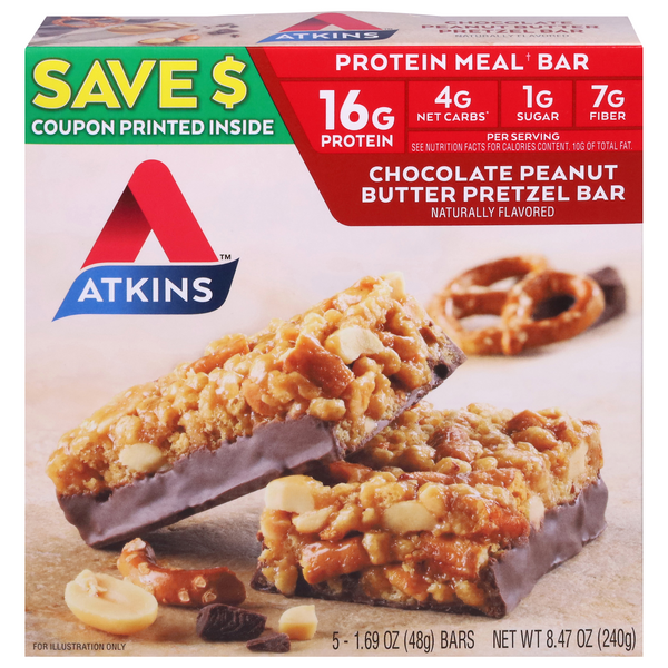 Save on Atkins Protein Meal Bar Chocolate Peanut Butter Pretzel Low