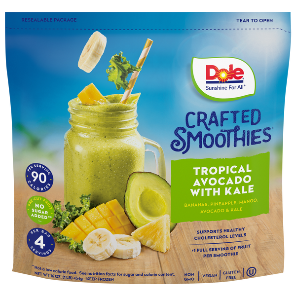 Save on Dole Fruit & Veggie Blends Tropical Avocado with Kale Frozen