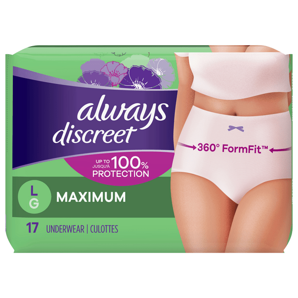 Save on Always Women's Discreet Incontinence Underwear Maximum L Order Online Delivery MARTIN'S