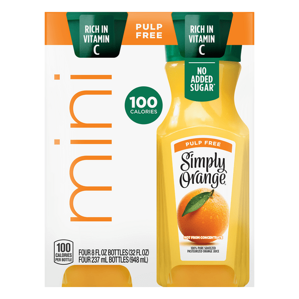 Save on Simply Orange Mini Pulp Free Orange Juice 4 pk Order Online Delivery Giant
