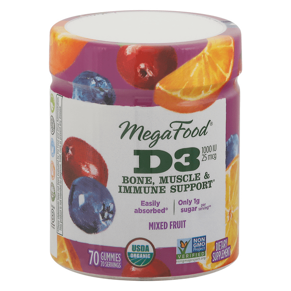 Save on MegaFood D3 Vitamins 25 mcg Mixed Fruit Organic Gummies Order