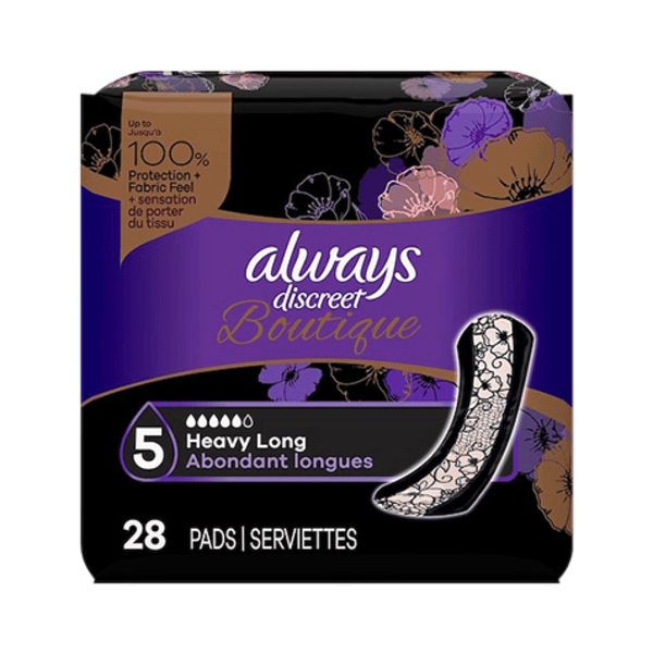 Save on Always Discreet Boutique Incontinence Pads 5 Heavy Long Order