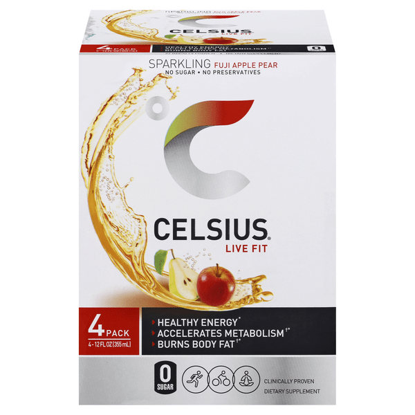 Save on Celsius Live Fit Sparkling Energy Drink Fuji Apple Pear 4 pk