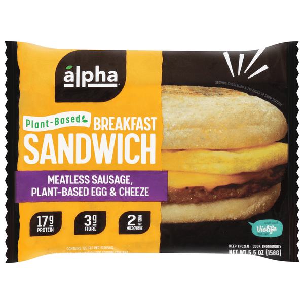 Save on Alpha Breakfast Sandwich Meatless Sausage Plant Based Egg