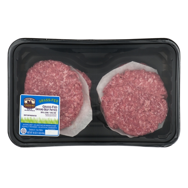 Save on Spring Crossing Cattle Co. Ground Beef Patties 90 Grassfed 4 ct Fresh Order Online