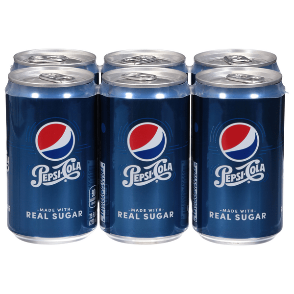 Save on Pepsi Cola Soda Made with Real Sugar Mini 6 pk Order Online