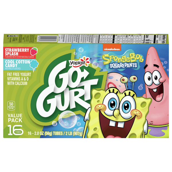 Save on Yoplait GoGURT Yogurt Tubes Spongebob Strawberry & Cotton Candy 16 ct Order Online