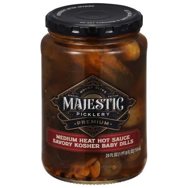 Save on Mt. Olive Majestic Savory Kosher Baby Dills Medium Heat Hot