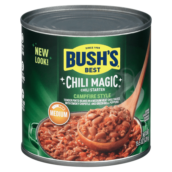 Save on Bush's Best Chili Magic Chili Starter Campfire Style Medium