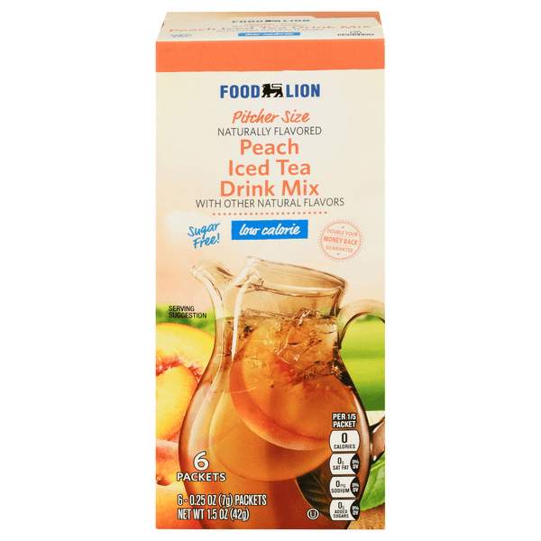 Save on Food Lion Drink Mix Peach Tea Sugar Free Pitcher Size 6 ct