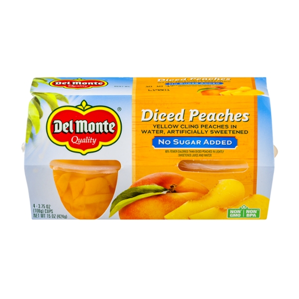 Save on Del Monte Fruit Cups Peaches Diced No Sugar Added 4 ct Order