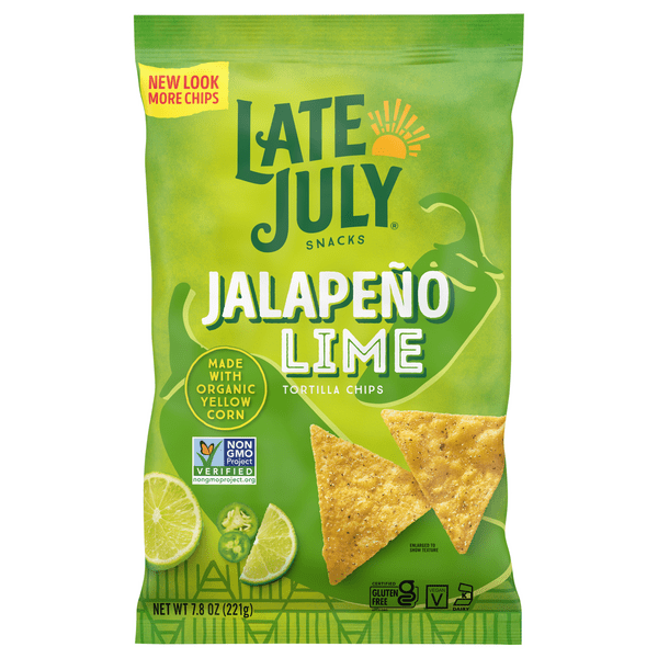 Save on Late July Snacks Tortilla Chips Jalapeno Lime Gluten Free Vegan