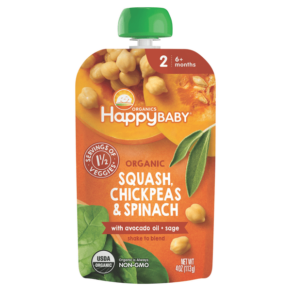Save on Happy Baby Organics Stage 2 Baby Food Squash Chickpeas