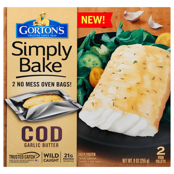 Save on Gorton's Simply Bake Cod Garlic Butter 2 ct Frozen Order Online Delivery GIANT
