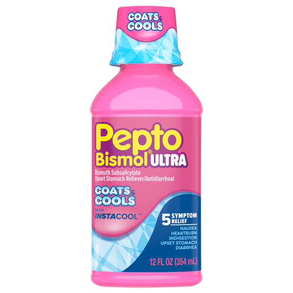 Save on Pepto Bismol Ultra Coats & Cools 5 Symptom Stomach Relief