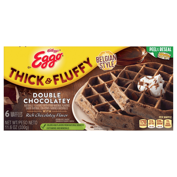 Save on Eggo Thick & Fluffy Belgian Style Waffles Double Chocolatey 6