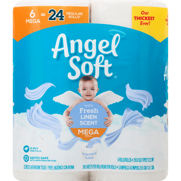 Save on Angel Soft Toilet Paper Mega Roll 2Ply Fresh Linen Scent Order Online Delivery MARTIN'S