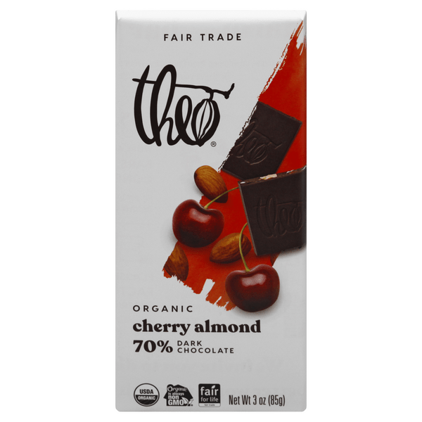 Save on Theo Fair Trade 70 Dark Chocolate Cherry Almond Organic Order