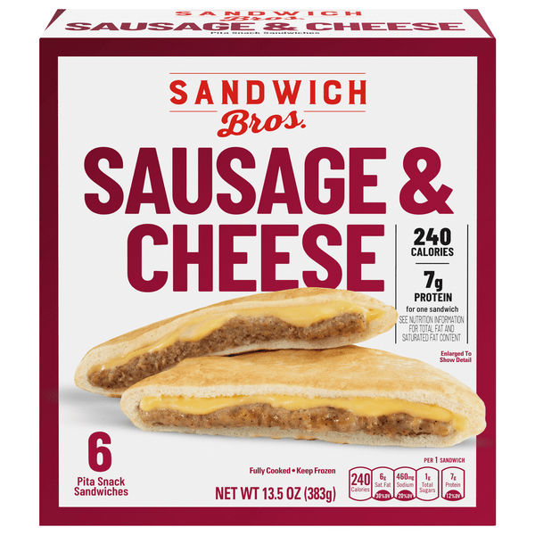 Save on Sandwich Bros. Pita Snack Sandwiches Sausage & Cheese 6 ct