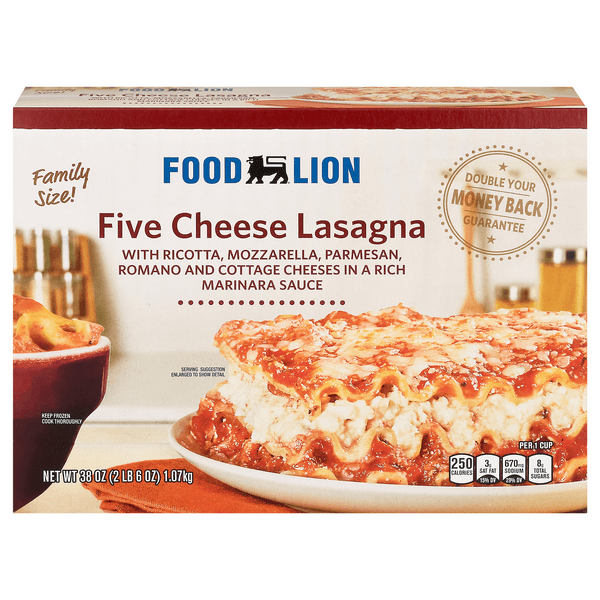 Save on Food Lion Five Cheese Lasagna Family Size Frozen Order Online Delivery Food Lion
